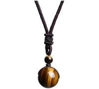Colliers avec pendentif en pierre 100 % naturelle originale pour femme - Pierre polie - Bijoux unisexes - Œil de tigre - 12 mm