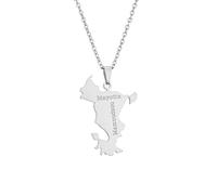 Colliers Carte du Monde - Couleur Unie Tendance Mayotte, Collier Pendentif Drapeau De La France, Bijoux De Charme Ras du Cou pour Femmes Hommes Adolescent Cadeaux d'anniversaire