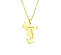Colliers Carte du Monde - Couleur Unie Tendance Mayotte, Collier Pendentif Drapeau De La France, Bijoux De Charme Ras du Cou pour Femmes Hommes Adolescent Cadeaux d'anniversaire