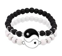 Colliers chaîne pour femme bracelets d'amitié 2 bracelets assortis Yin et Yang en corde réglable pour relation petit cerceau, taille unique, Métal, Pas de gemme
