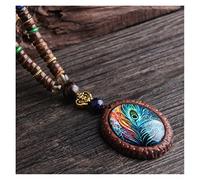 Colliers Collier Ethnique de Plume de Paon de Mode, Collier de Bijoux Vintage de Pull Long de Bois de Santal Fait Main de Bijoux du Népal, (Size : Style6)