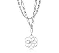 Colliers Colliers Steampunk personnalisés pendentif chaîne tour de cou, chaîne à double couche de personnalité exagérée chevauchant le vent chevauchant six anneaux pendentif collier en acier inoxydabl
