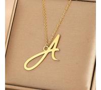 Colliers d"Alphabet couleur or pour femmes Chaîne de bijoux sur le cou 26 lettres collier pendentif femme en acier inoxydable Collier ras du cou accessoire femme L,M,S,H,A,T,O,X,B,C,D,E,F,G,I,J,K,N,P,