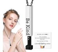 Colliers d'amour pour femmes, soyez une sorte de collier B Hide | Collier de barre verticale en acier inoxydable avec gravure 3D - Bijoux d'amitié légers et élégants, collier d'encouragement pour femm