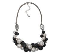 Colliers de contrôle collier décor de perles noir et blanc chaîne en maille c...