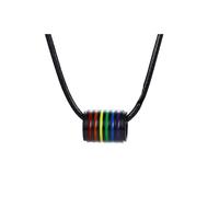 Colliers de couple pour lui et elle, ses colliers et les siens en acier inoxydable cordon noir avec perle arc-en-ciel