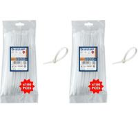 Colliers de fixation en nylon. Blancs. 2,5x100-100 pièces (Lot de 2)