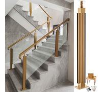 Colliers de fixation for poteaux de garde-corps en verre en acier inoxydable doré - Système de balustrade moderne for usage intérieur et extérieur(Gold Corner Post,140cm)