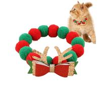 Colliers de Noël pour chats, collier pour chien de Noël - Collier mignon en peluche avec nœud papillon - Collier coloré pour animaux de compagnie - Accessoire de costume de chat doux pour chaton