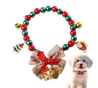 Colliers de Noël pour Chien | pour Chiot Collier | Collier avec Pendentif Bonhomme de Neige Flocon Sapin Cerf et Nœud Clochette | pour Petit Chien et Chat