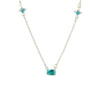 Colliers de Pendentif carré de topazes Verts pour Les Filles Minces Bijoux à chaîne Mince