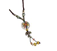 Colliers de perles pour femmes Dressy Summer Beach déclaration longue Boho céramique Native American bijoux Vintage en métal fleur mode coloré Hippie accessoires élégant Y collier avec pendentif