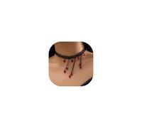 Colliers de sang faits à la main avec perles artificielles en forme de goutte de sang - Collier à franges en cristal - Bijoux d'Halloween vampire pour femme, adjustable, Métal, Pas de gemme