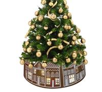 Colliers de sapin de Noël de maison en pain d'épice, 26/28 pouces LED maison en pain d'épice col d'arbre de Noël jupe d'arbre pour arbres artificiels, housse de base de sapin de Noël pour Noël, pour