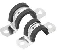Colliers de serrage à 2 trous en acier inoxydable, 2/5/10 pièces, avec sangle suspension caoutchouc isolée(M130 1pc)