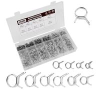 Colliers de Serrage à Ressort, 250 Pièces 10 Tailles 5-14mm Clips à Ressort Tuyau Serre-Joints à Tuyaux, Ajustable Collier de Serrage Métallique pour Moto Scooter ATV