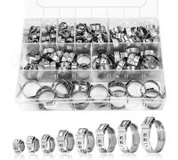 Colliers de Serrage à Simple Oreille Acier inoxydable, Assortiment (6-23.5mm) pour Tuyaux D'eau, Plomberie et Utilisation Automobile, y Compris les Colliers de Serrage Pex (150 pcs 8 tailles)