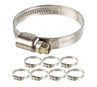 Colliers de serrage avec entraînement à vis sans fin, 8 pcs, plage de serrage Ø 32-50 mm, pour tuyaux 1 1/2", acier W2, empreinte cruciforme 7, largeur de bande 9 mm, raccordement de lave-vaisselle