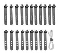 Colliers de serrage en silicone - attaches réutilisables pour organisation | 20 sangles réglables pour fils | Serre-fil à trois trous 73 mm pour gestion des écouteurs, charges, données, maison et