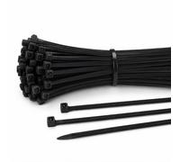 Colliers de Serrage Noir UV 200 x 4,8 mm - 100 Pièces - Nylon PA66 Haute Résistance - Attaches Câbles Extérieur Flandria