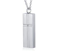 Colliers d'urne pour Cendres pour Hommes, Collier Souvenir pour Cendres humaines Rectangle en Acier Inoxydable avec de la zircone