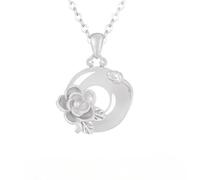 Colliers En Argent pour Femmes Pendentif En Argent Sterling S925 Orné D'Une Fleur et De Calcédoine Blanche Représentant Douze Divinités Florales. Bijou Idéal pour Un Anniversaire Ou Un Cadeau D