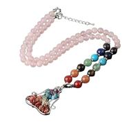Colliers En Cristal Des 7 Chakras Pour Femmes Et Hommes | Pendentif De Yoga Respirant Avec Perles En Pierres Précieuses Amulette Ras Du Cou Bijoux De Méditation Et D'Équilibre Cadeaux En Quartz R