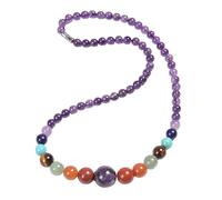 Colliers En Cristal Des 7 Chakras pour Femmes et Hommes,Pierres Précieuses Naturelles,Collier de Perles,Cristaux Énergétiques Reiki,Chaîne,Méditation,Yoga,Équilibre,Bijoux Cadeaux,50 Cm/20'',Am