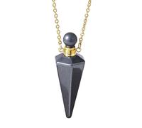 Colliers En Cristal Pour Femmes Et Hommes, Pendentif En Forme De Cône En Pierre Naturelle Avec Chaîne En Or, Pendentif Bouteille De Parfum, Bijoux En Cristal De Guérison Reiki, Cadeaux En Hématite