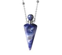 Colliers En Cristal Pour Femmes Et Hommes, Pendentif En Forme De Cône En Pierre Naturelle Avec Chaîne En Argent, Pendentif Pour Bouteille De Parfum, Bijoux En Cristal De Guérison Reiki, Cadeaux E