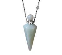 Colliers En Cristal Pour Femmes Et Hommes, Pendentif En Forme De Cône En Pierre Naturelle Avec Chaîne En Argent, Pendentif Bouteille De Parfum, Bijoux En Cristal De Guérison Reiki, Cadeaux Amazon