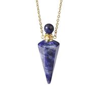 Colliers En Cristal Pour Femmes Et Hommes, Pendentif En Forme De Cône En Pierre Naturelle Avec Chaîne En Or, Pendentif Bouteille De Parfum, Bijoux En Cristal De Guérison Reiki, Cadeaux En Sodalite