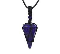 Colliers En Cristal Pour Femmes Et Hommes, Pendentif En Forme De Cône En Pierre Naturelle Enveloppé De Fil Avec Corde Noire Réglable, Cristaux De Guérison, Bijoux Faits À La Main, Cadeaux En La