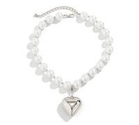 Colliers en forme de cœur doré pour femme, collier avec pendentif en forme de grand cœur, collier ras du cou avec perles et breloques élégantes, accessoires de bijoux tendance Y2k, Plaqué or, Perle