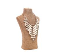 Colliers en lin pendentif Portrait vitrine présentoir support de fenêtre bijoux pendentifs buste support de Mannequin organisateur de support(Khaki 22x36cm)