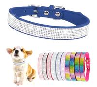 Colliers en strass pour chiens et filles - Collier mignon avec strass pour petits chiots - Collier pour chat et chaton - XXS XS - Pour animaux de compagnie de petite et moyenne race - Bleu foncé S