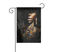 Colliers Femme Africaine Vintage Esthétique Jardin Drapeau 30 x 45 cm Vertical Double Face Ferme Vacances Extérieur Décoration Jardin Drapeau