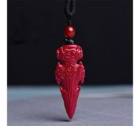 Colliers Feng Shui Cinnabar Richelle Collier Authentic Jade Pendant Guérison Chakra Crystal Lucky Wealth Ward Off Evil Elai Sweater Chain Inspirational Gift For Women Men, Mace (Couleur: Sword)