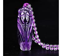 Colliers Feng Shui Healing Crystal Necklace Lucky Cigale Charm Balance Violet Collier Améthyste Naturelle Vacances Bijoux Richesse Amulette Attirer La Prospérité Amour Chance Argent, Corde ( Color : R
