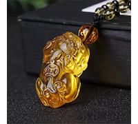 Colliers Feng Shui Healing Crystal Necklace Lucky Pixiu with Ancient Coins Charm Blance Necklace Natural Yellow Quartz Wealth Amulet Attract Prosperity Love Luck Money,Red Rope a ( Color : Brown rope