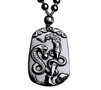 Colliers Feng Shui Healing Crystal Necklace Lucky Zodiac Animals Charm Balance Necklace Natural Obsidian Necklace for Natarl Year Wealth Amulet Attract Prosperity Love Luck Money, Ox ( Color : Snake )