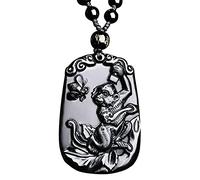 Colliers Feng Shui Healing Crystal Necklace Lucky Zodiac Animals Charm Balance Necklace Natural Obsidian Necklace for Natarl Year Wealth Amulet Attract Prosperity Love Luck Money, Ox ( Color : Monkey