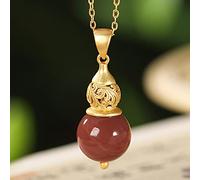 Colliers Feng Shui Southern Red Agate Rilom de richesse Collier Pendant avec Hollow Out Hulu S925 STERLING Silver Authentic Chakra Reiki attirer la richesse Amulet Good Fortune Ward Off Evil Spirits