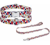 Colliers for Chien, Ensemble Collier et Laisse à Carreaux Classiques, Colliers for Femelles avec Boucle métallique réglable for Mariage, fêtes, Anniversaire(Red Set,XS)