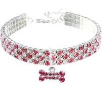 Colliers for Chien et Chat réglables avec Strass Pendentif en Diamant Scintillant(Pink,M)