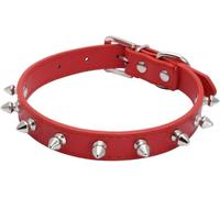 Colliers for Chiens, Collier à Clous et Pointes Ajustable, élégant Fin, for Chats de Petite, Moyenne Grande Taille(Red,XS)