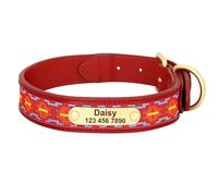 Colliers for Chiens en Cuir personnalisés Tribaux, Colliers Ethniques brodés Faits à la Main, étiquette d'identification for Petits, Moyens et Grands Chiens, carlins(4,M)