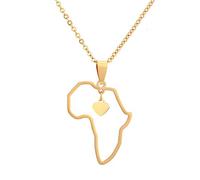 Colliers for femmes, collier carte africaine 316L for hommes - Collier pendentif carte africaine Collier pendentif coeur amour Collier contour mode carte africaine Collier classique Hip Hop Bijoux ui(