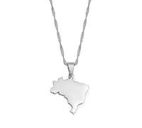 Colliers for femmes, collier carte du Brésil for femmes hommes - Colliers pendentif carte du Brésil for femmes filles bijoux cartes du Brésil collier pendentif lettre nom du pays brillant chaîne de cl