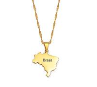 Colliers for femmes, collier carte du Brésil for femmes hommes - Colliers pendentif carte du Brésil for femmes filles bijoux cartes du Brésil collier pendentif lettre nom du pays brillant chaîne de cl